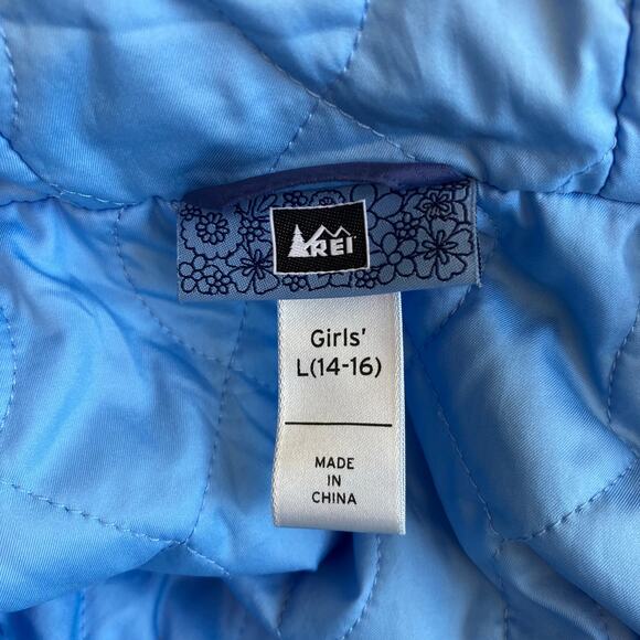 REI Girls Sz L (14-16) Water Resistant Jacket Hooded Lightweight Blue Fall - Picture 14 of 16